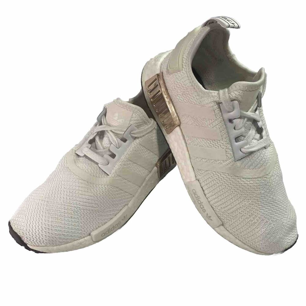 EUC Adidas Women's NMD R1 Athleic Shoes Sz 7 Cloud White Copper‎ Bronze Metallic